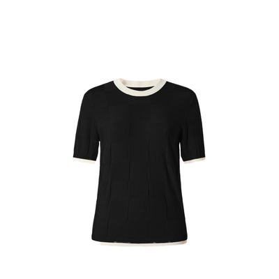 imm尹默曲珠纱宽松短袖毛衫