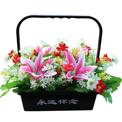 仿真花篮清明节花扫墓花祭奠祭祀