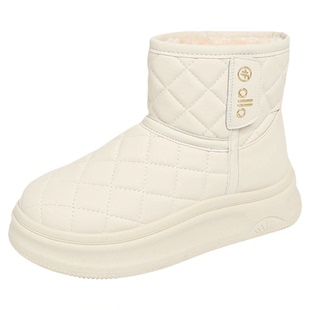 白色雪地靴子女2025新款冬季加绒加厚保暖短靴厚底休闲大棉鞋34码