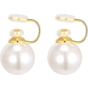 施家珍珠耳钉无耳洞耳夹女气质复古2025年新款爆款大珍珠耳环耳饰
