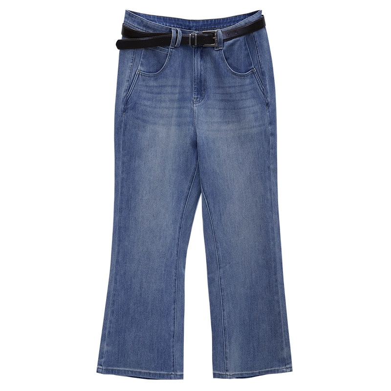 木子理想胖mm大码宽腿直筒牛仔裤