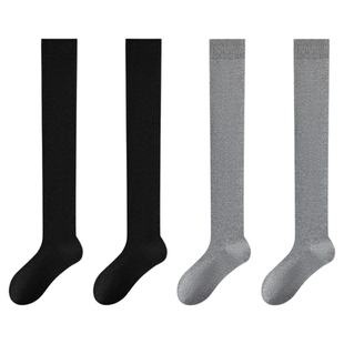 浪莎小腿袜子女款长筒袜强力瘦腿强压过膝袜秋冬女士黑色轻塑棉袜