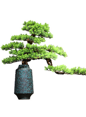 仿真实木中式风书房微景观迎客松