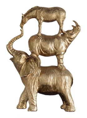 树脂招财欧式桌面复古大象摆件