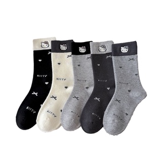 港岛绾绾hellokitty女童袜女秋冬款甜美可爱卡通猫咪中筒袜蝴蝶结