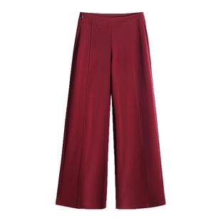 秋冬厚款南韩丝直筒裤隐形侧拉链大码阔腿裤裤高腰职业垂顺西裤女