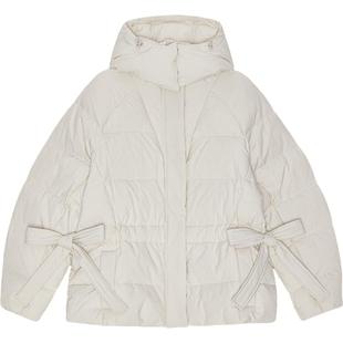 GANNI女装 豆腐白高领连帽羽绒服面包服F9690795