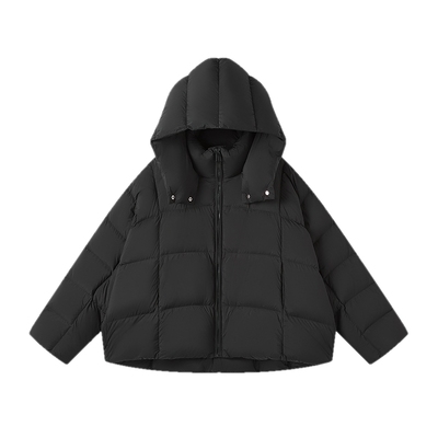 飞鸟和新酒2025冬季新款加厚黑色短款羽绒服女连帽小个子羽绒外套