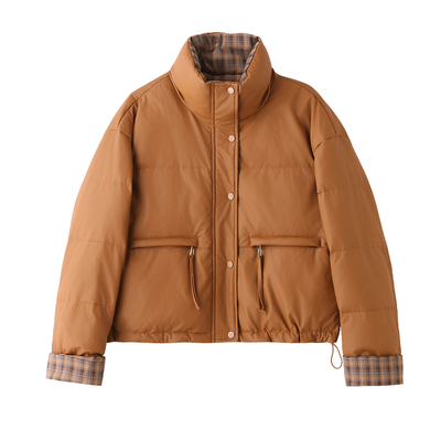 免洗皮面羽绒服女短款冬装新款小个子加厚保暖白鸭绒时尚皮衣外套