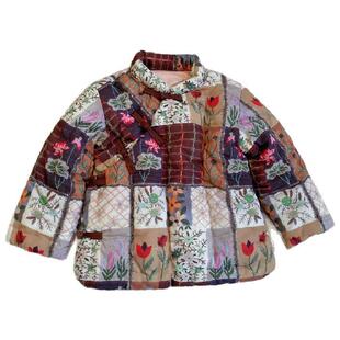 2025冬季新款 女童纯棉花纯手工棉衣 复古盘扣加厚棉袄上衣中国风