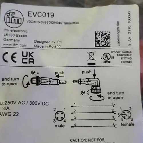 议价易福门连接线EVC019 EVC018  EVC017  EVC016原装下单请询价
