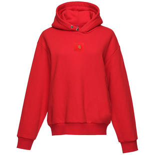 OBEG欧碧倩短款连帽红色加绒卫衣冬宽松休闲外套10444174