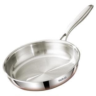 华际达不锈钢无涂层平底锅煎锅不粘锅家用2026新款烙饼牛排煎蛋锅