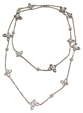 重工多蝴蝶超闪纯银长项链毛衣链