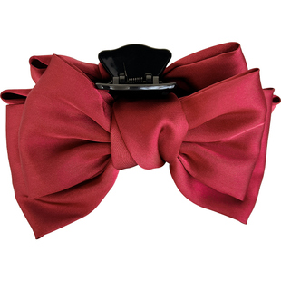 女童在逃公主发夹红色蝴蝶结头饰儿童后脑勺发卡亲子盘发抓夹发饰