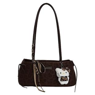 通勤复古小众豹纹包包女2025新款时尚单肩腋下包高级感手提法棍包