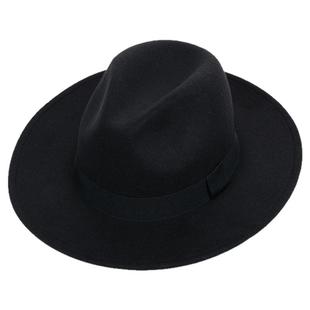 上海滩帽子男女英伦复古礼帽新郎官结婚帽韩版潮毛呢大檐宽檐帽子