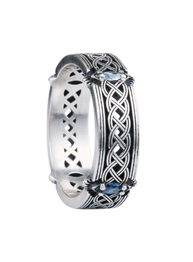 YUKI男女气质复古转轮痞帅银戒指