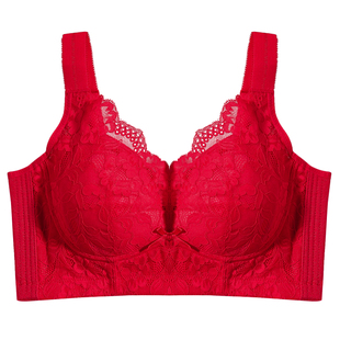 属马本历年红色内衣大胸显小全罩杯高侧比收副乳防下垂调整型文胸