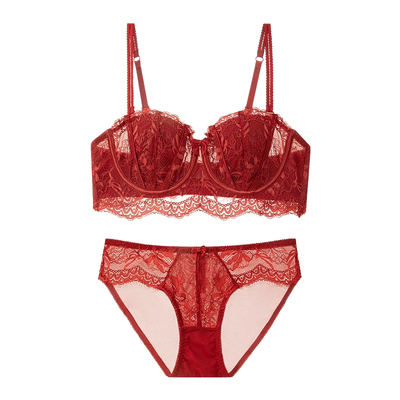 DPLAYSWEET新婚蕾丝文胸套装红色本命年纯欲内衣套装小胸聚拢新品
