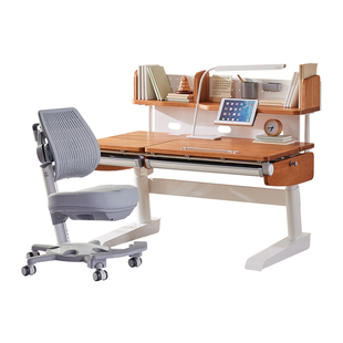 德国北美樱桃木电动升降桌儿童学习桌家用写字桌椅套装实木书桌