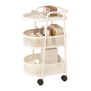 奶油风零食小推车置物架卧室床边可移动收纳架家用客厅沙发边茶几