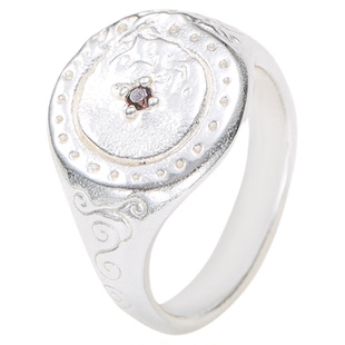 PUPILCASKET 迹象戒925银不规则银币戒指小众设计质感纹理