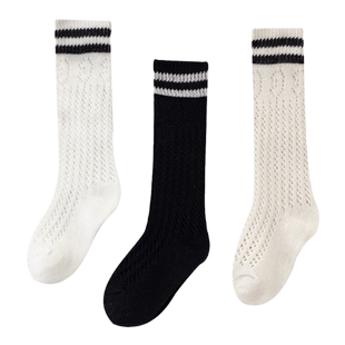 儿童袜子春秋季薄款纯棉宝宝白色中筒袜男童足球袜女童长筒学生袜