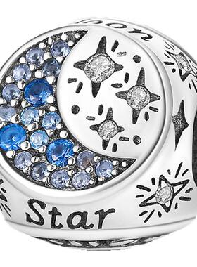 潘家风格夜光星月固定夹隔离珠卡扣DIY吊饰配件手链镀925银饰品