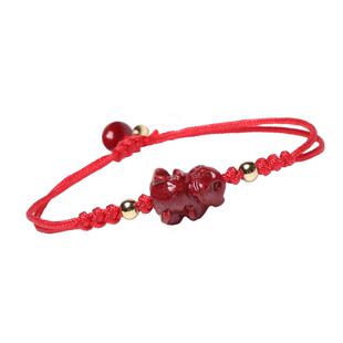 朱砂生肖红绳手链女编织细手绳属兔本命年六合生肖脚链绳情侣礼物