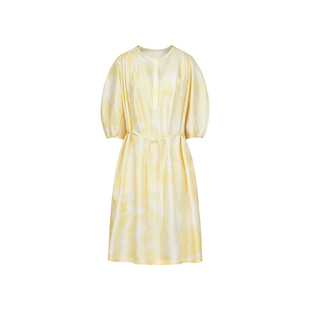 【0压系列】LESS休闲度假风弥散印花桑蚕真丝短袖连衣裙2O5G10900