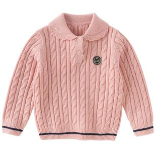 戴维贝拉儿童毛衣套头衫2026冬季新款女童中大童学院风羊毛针织衫