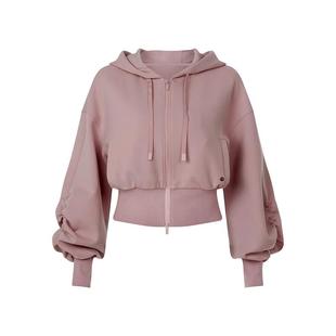 彳亍短款灯笼袖连帽造型设计感拉链外套休闲健身女卫衣RDB113201