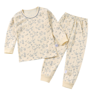 秋天儿童秋衣秋裤套装全棉a类花边女童孩睡衣宝宝纯棉内衣居家服