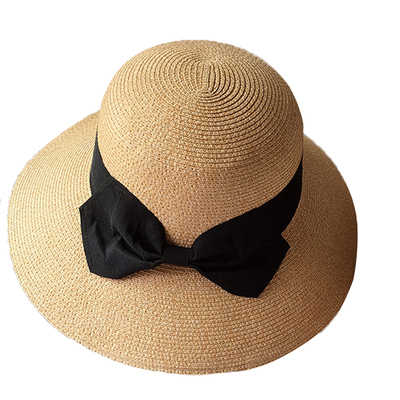 遮阳帽可折叠蝴蝶结草帽明星同款