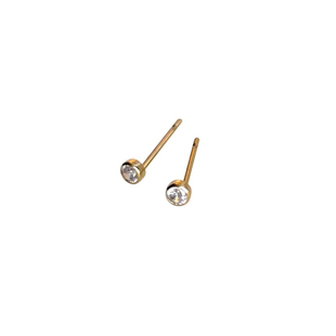 TYUSHA迷你精致14K包金锆石金珠耳钉耳骨钉防敏不褪色睡觉不用摘