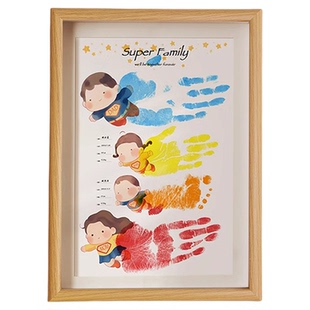 一家三四口满月手足印周岁百天手印脚印纪念品宝宝婴儿全家福留念