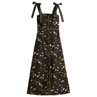 HM女装连衣裙春季法式方领印花吊带设计感碎花裙1265587