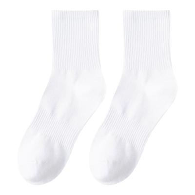 白色袜子纯棉无骨长筒运动