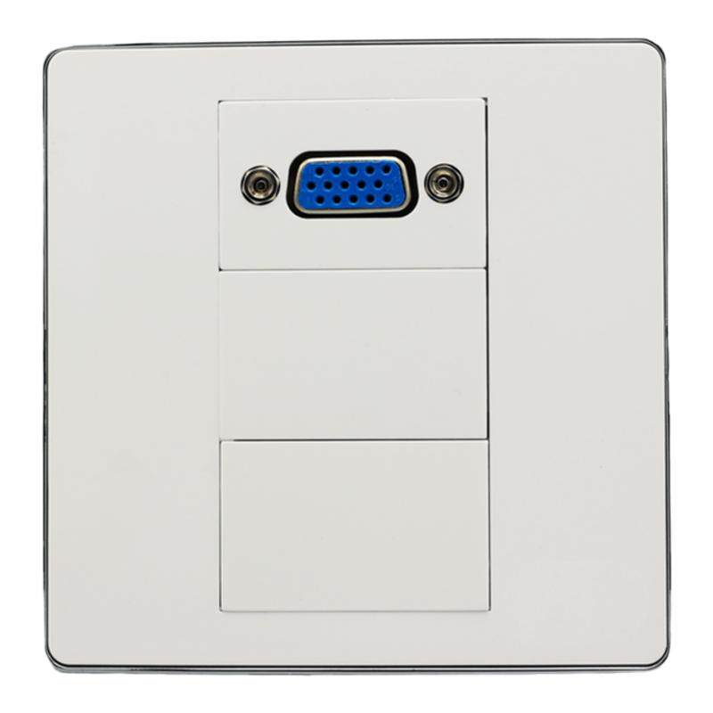 银边86型VGA弯头插座 90度L型直角投影仪显示器多媒体VGA直插面板