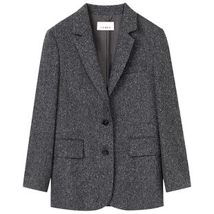 LANCY/朗姿2025冬季新款通勤职业丝毛西装外套女点子纱纹理西服秋
