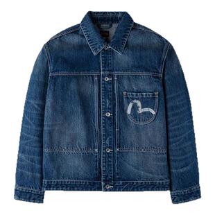 EVISU福神 2025秋季男士斑驳海鸥印花翻领牛仔夹克外套