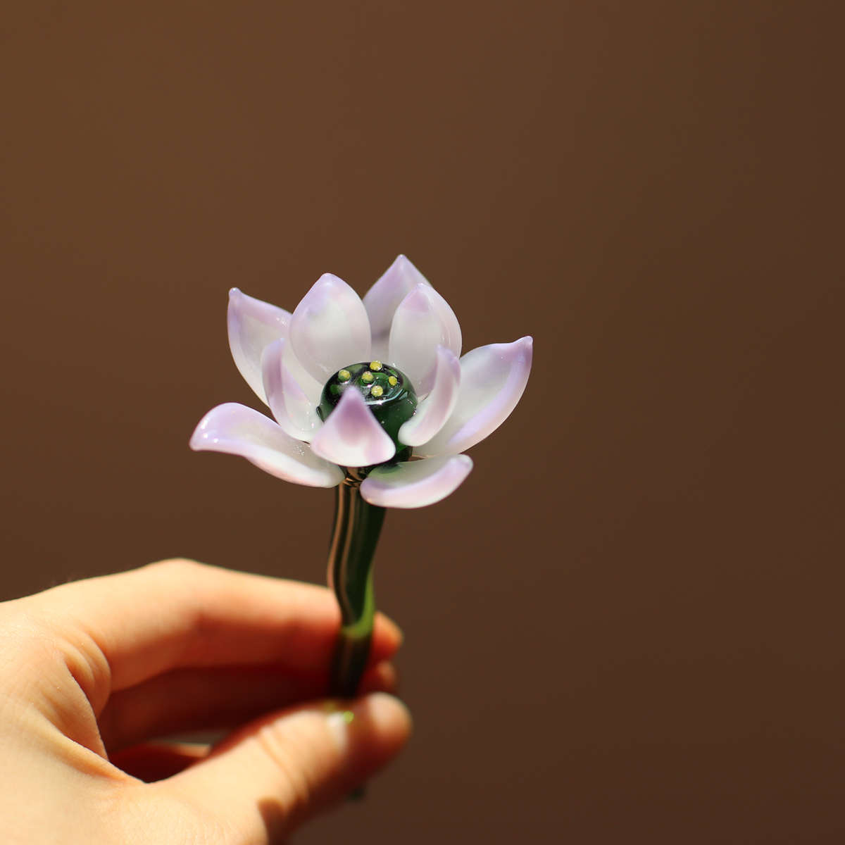 办公桌面小摆件琉璃工艺品植物盆栽荷花艺术家居装饰品中国风中式