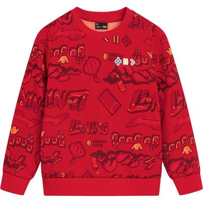 新年款|李宁小童加绒红色卫衣