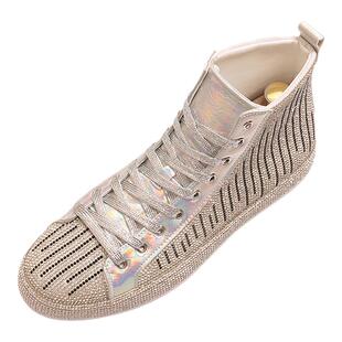 高帮鞋男士时尚个性水钻中帮马丁靴潮牌男鞋2026新款透气高邦板鞋