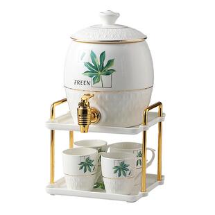 陶瓷水具套装耐高温冷热水壶家用凉水杯带龙头大容量茶壶白开桶喝