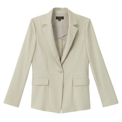 YINER音儿女装夏季简约优雅斜纹肌理外套S型修身平驳领西装