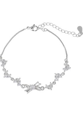 蝴蝶结爱心锆石手链ins小众设计