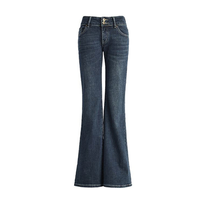 美式复古低腰微喇牛仔裤女