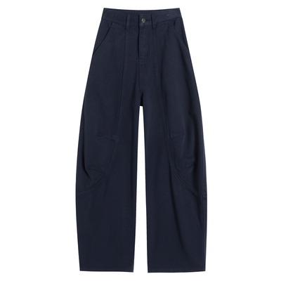 宽松弯刀工装镰刀阔腿牛仔裤女